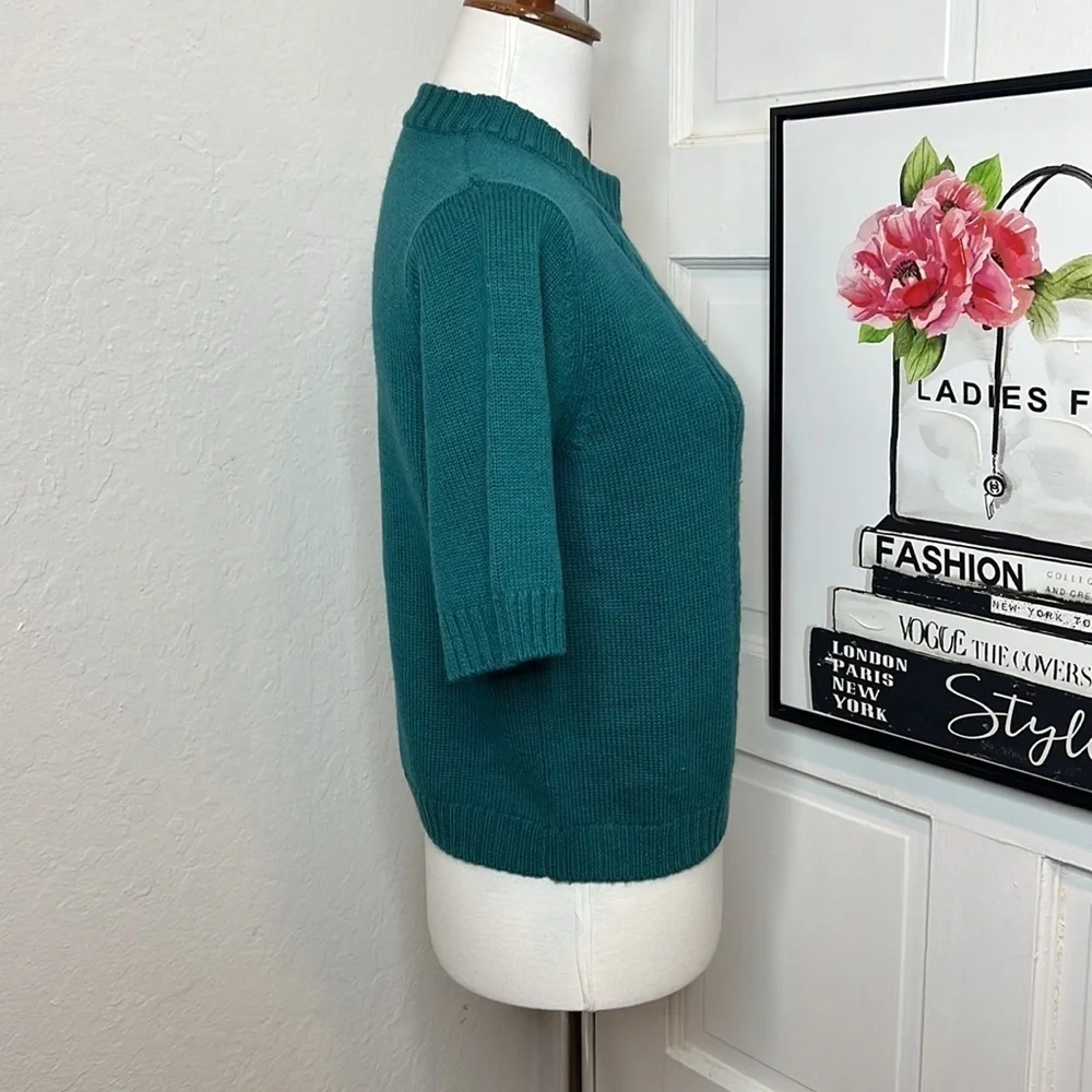 Amour Vert Jude Short Sleeve wool Sweater in Jadeite Size XS - Picture 3 of 8